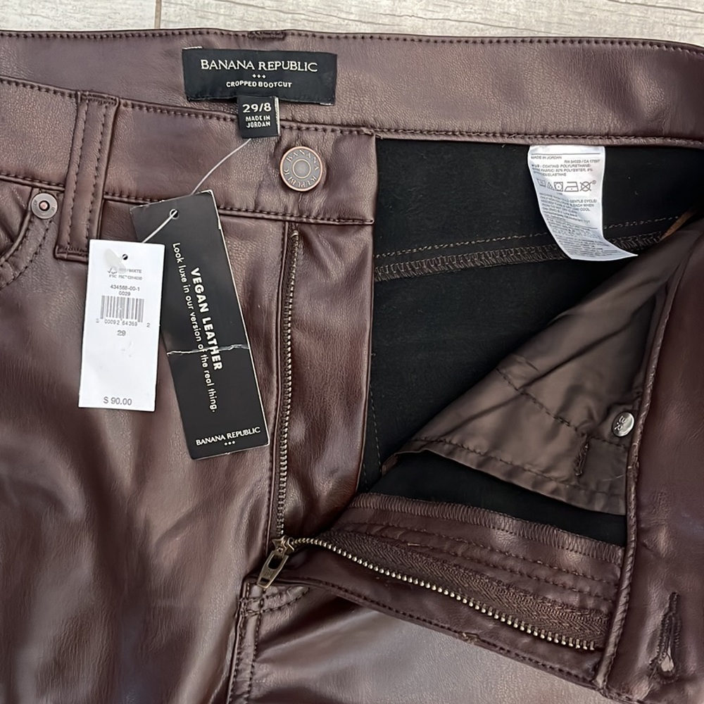 BANANA REPUBLIC Cropped Bootcut Vegan Leather Pant NWT Size/‎ 29 Color: Brownish